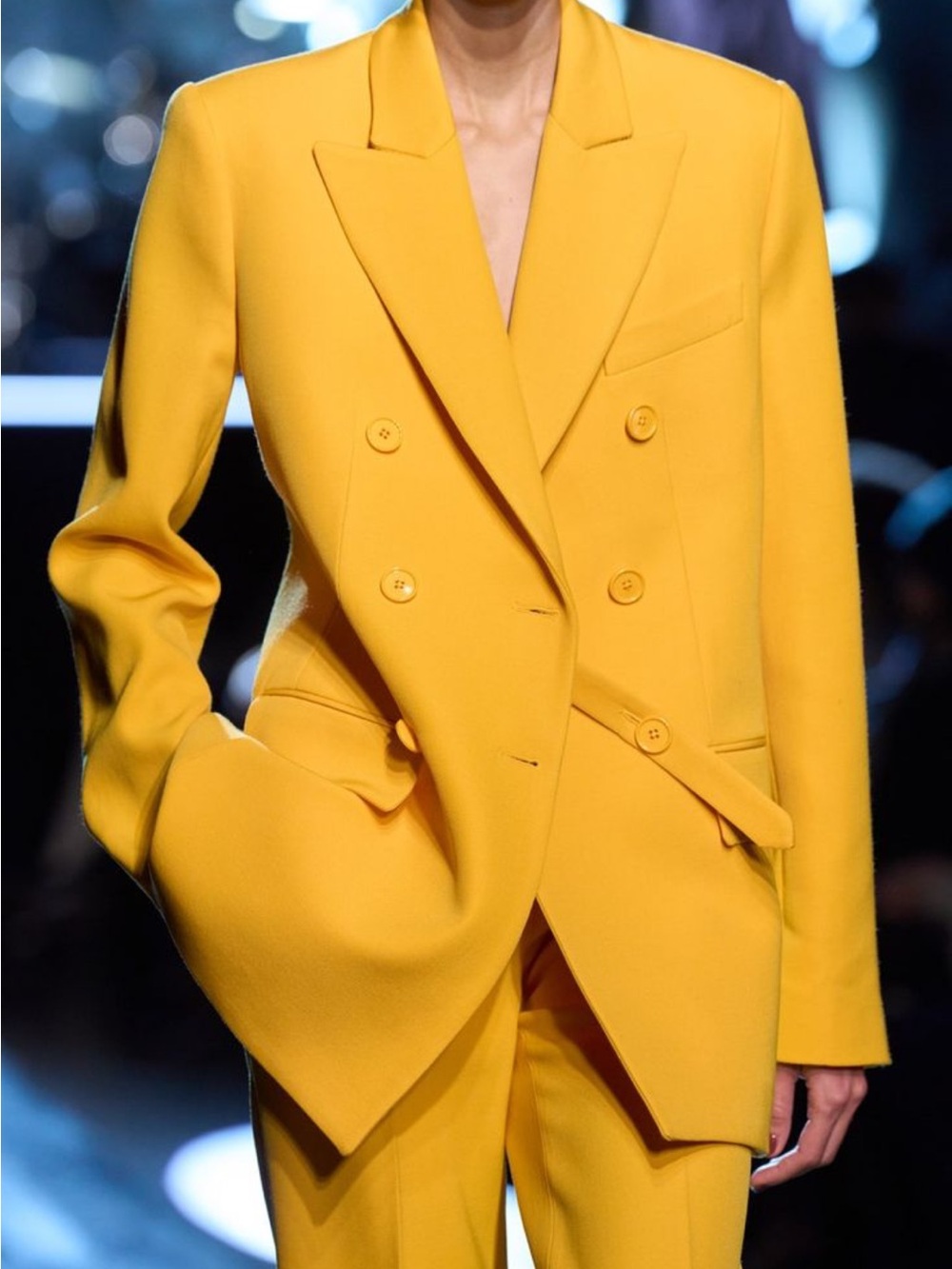 🔥Rare Michael Kors Runway Collection Double-Breasted Marigold Yellow Wool Blazer
